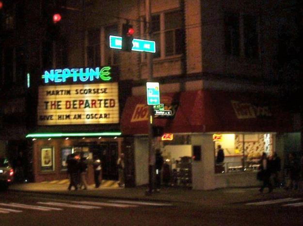 U District Neptune Theatre at night